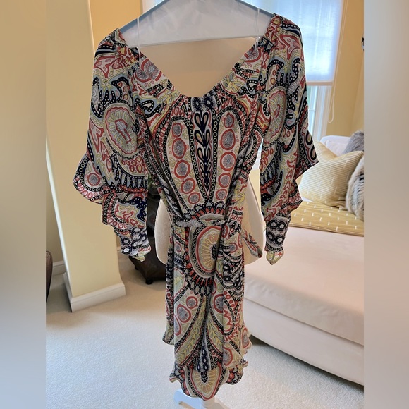 NWT!  Alice and Trixie paisley silk dress in L with tie waist in multi color. - Picture 7 of 8